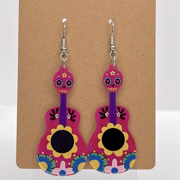 Jewelry - Guitar Dangle Earrings Shimmering  Acrylic